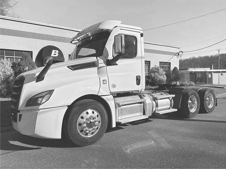 Freightliner Cascadia day cab semi truck.